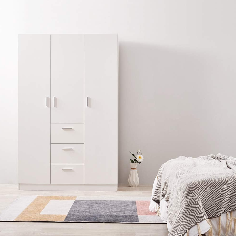 Panana Modern 3 Doors, 3 Drawers Wardrobes with Hanging Rail - Image 2