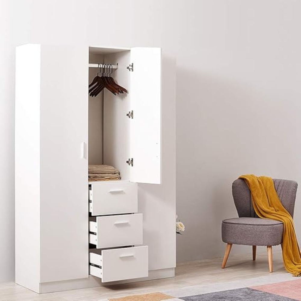 Panana Modern 3 Doors, 3 Drawers Wardrobes with Hanging Rail - Image 4