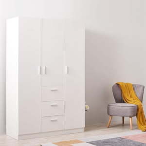 Panana Modern 3 Doors, 3 Drawers Wardrobes with Hanging Rail