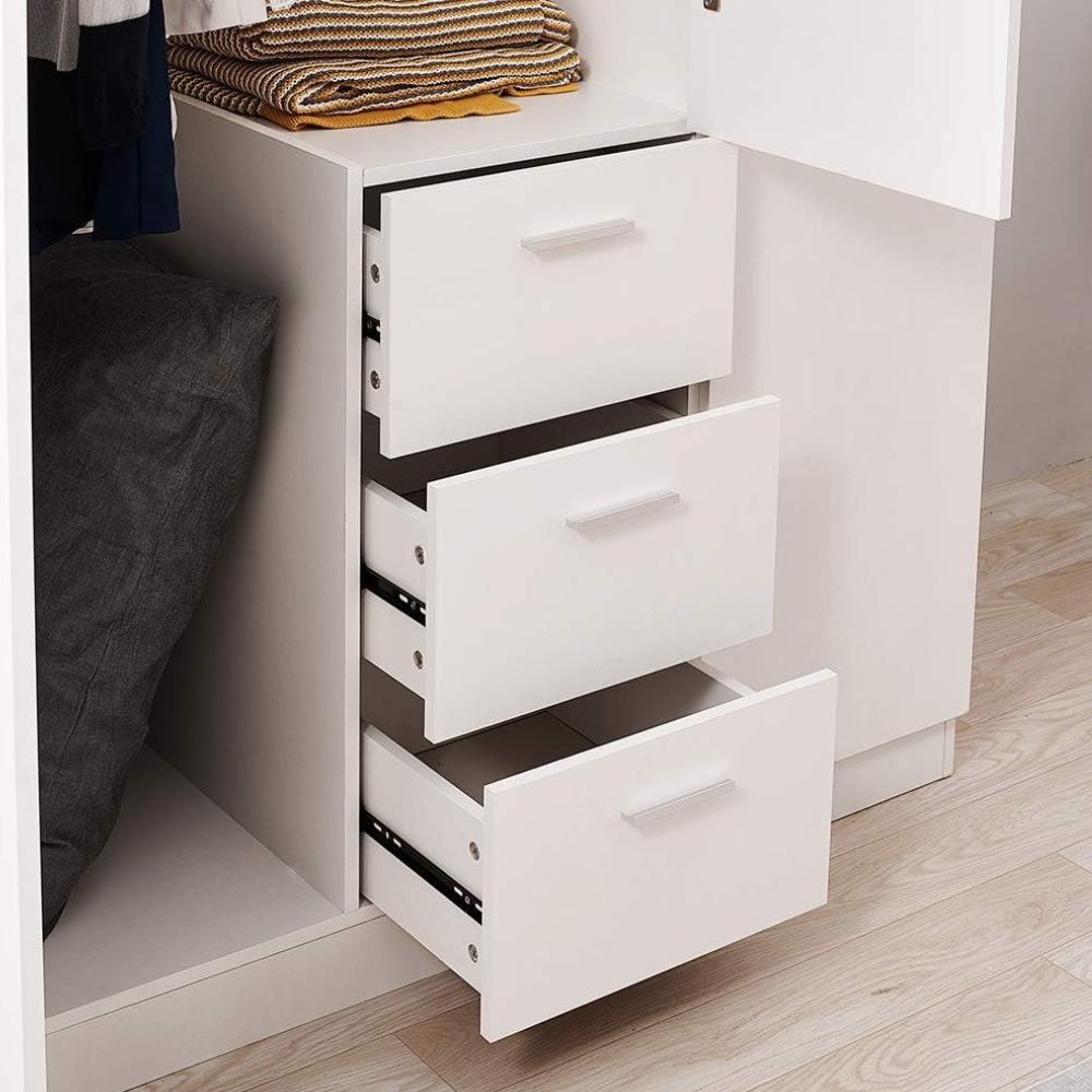 Panana Modern 3 Doors, 3 Drawers Wardrobes with Hanging Rail - Image 5