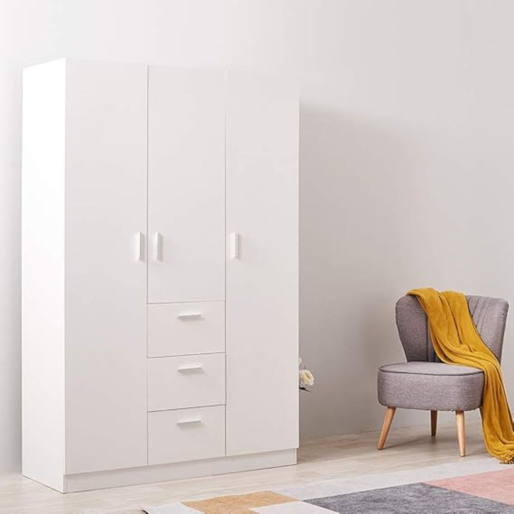 Panana Modern 3 Doors, 3 Drawers Wardrobes with Hanging Rail