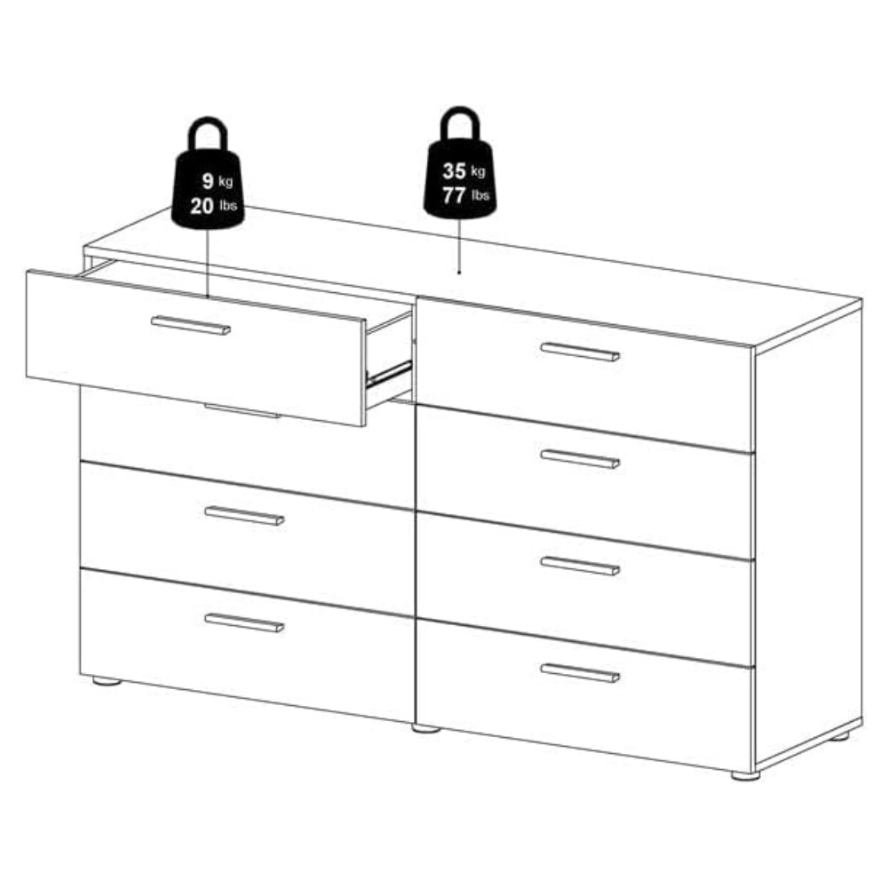 Levan Home Contemporary 8 Drawer Double Bedroom Dresse - Image 4