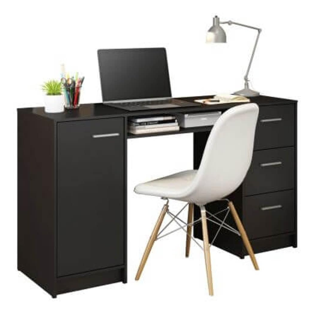 Madesa Home Office Computer Writing Desk with 3 Drawers, 1 Door and 1 Storage Shelf - Image 3