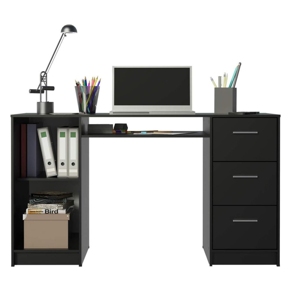 Madesa Home Office Computer Writing Desk with 3 Drawers, 1 Door and 1 Storage Shelf - Image 4