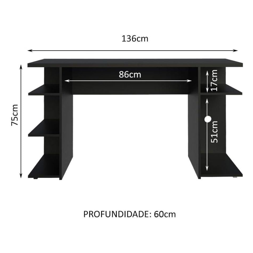 Madesa Computer Desk Gamer Desk 9409 - Black - Image 7