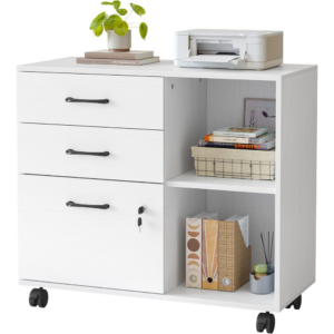 FEZIBO 3-Drawer Mobile File Cabinet with Lock & Office Storage