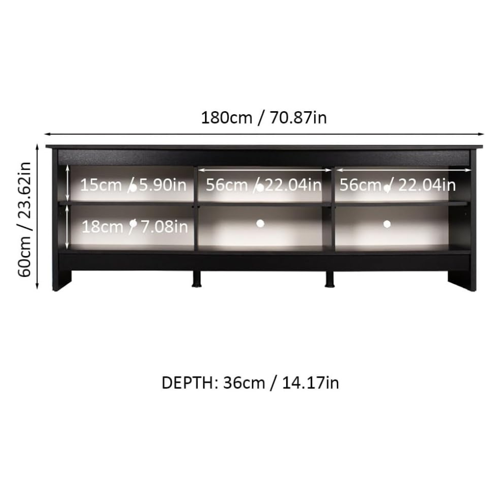 MADESA TV Stand with 6 Shelves and Cable Management - Image 6