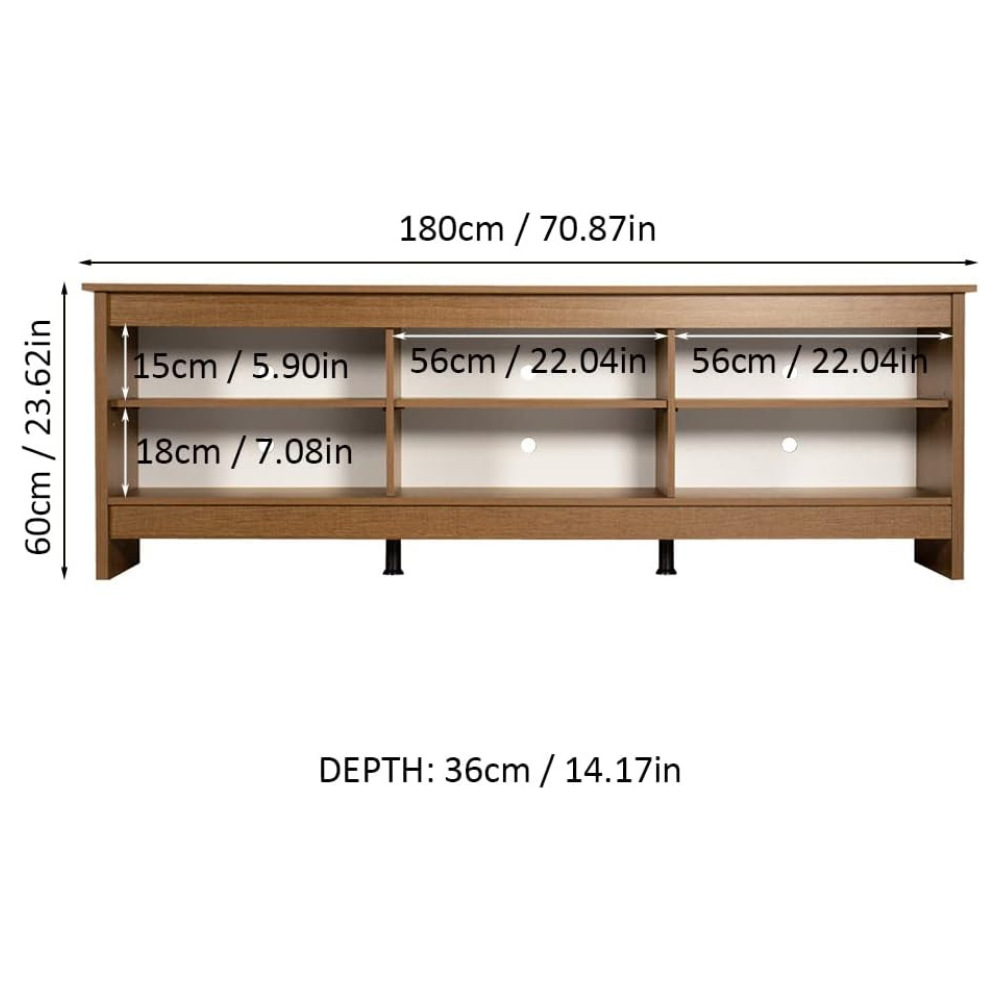 Madesa TV Table for TVs up to 75” Rustic Wood - Image 8