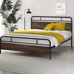 LION HOME Industrial Queen Platform Bed Frame
