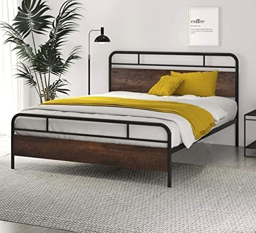 LION HOME Industrial Queen Platform Bed Frame