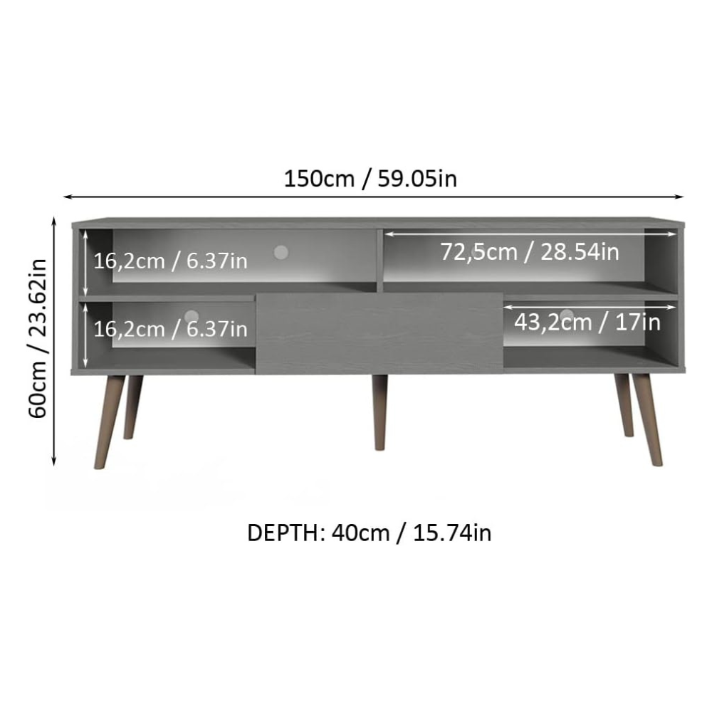 Madesa TV Stand for 65 Inch TV with Door & Shelves - Image 6