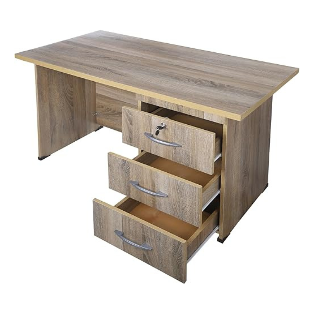 Study and Reception Desk with 3 Drawers Wood - Image 3