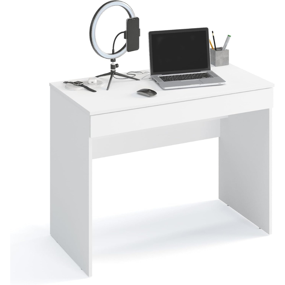 KOMTO White Computer Desk with Drawer - Image 3